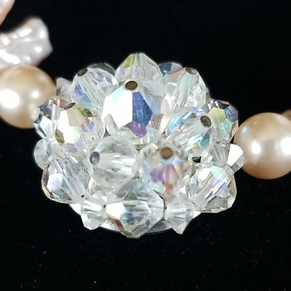 NWT Hand Crafted Repurposed Vintage Crystal Freshwater Pearl Bracelet - Picture 5 of 16